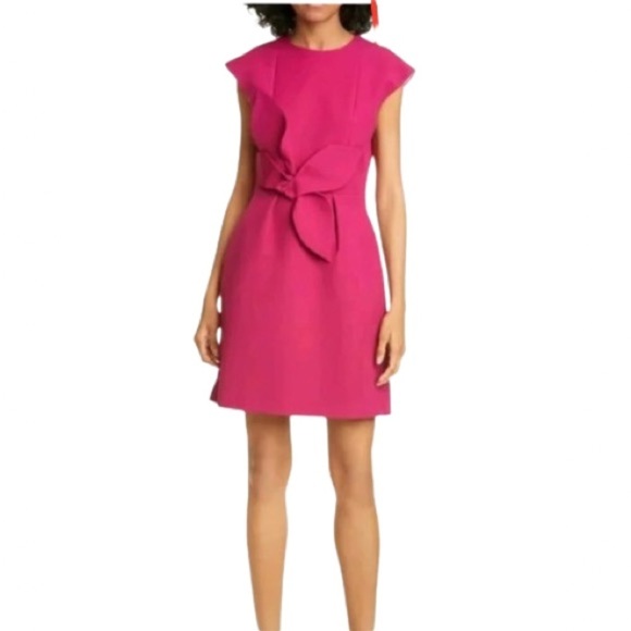 Women's 2 (6) Ted Baker London Magenta Polly Structured Bow Mini Dress Bold Fun - Picture 1 of 11